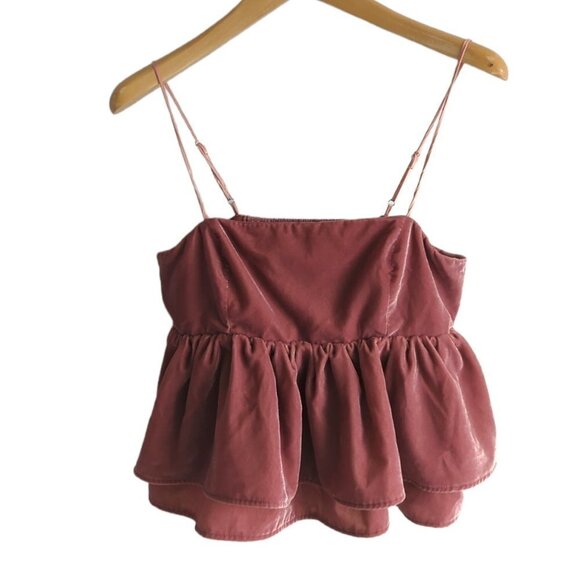 Urban Outfitters Olivia Velvet Tiered Peplum Cami - Picture 5 of 8